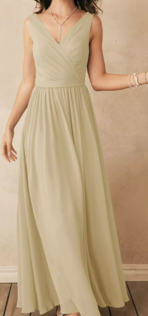 AW BRIDAL sz 6 S cream champagne chiffon Gwyneth bridesmaid maxi Dress NWT b20